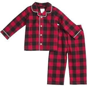 Mud Pie Buffalo Check Flannel Pajama Set Top and Pants Pjs